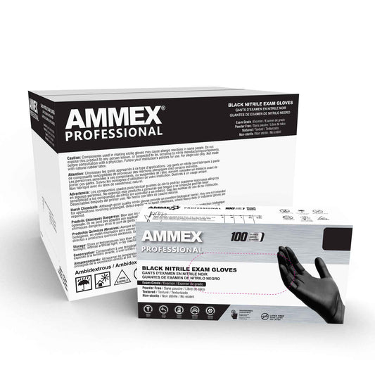 AMMEX Professional Black Nitrile, Large, Case of 1000