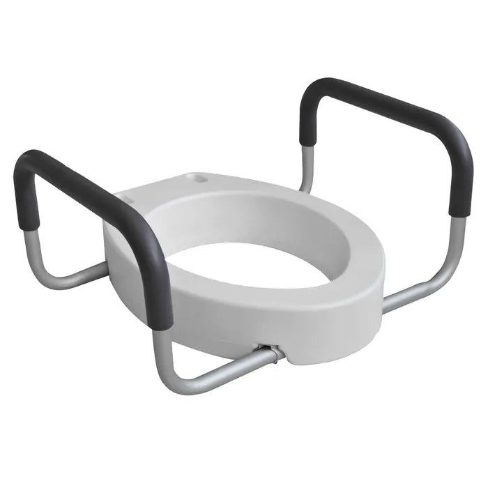 Elongated Raised Toilet Seat with Arms