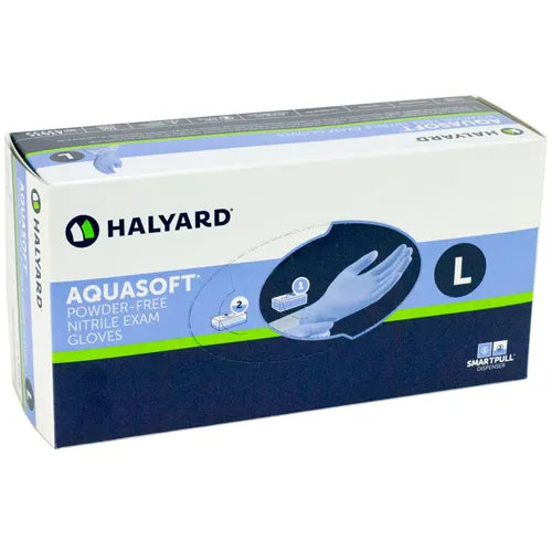 Halyard Aquasoft Nitrile Gloves, X-Small, Blue, 3000/Case
