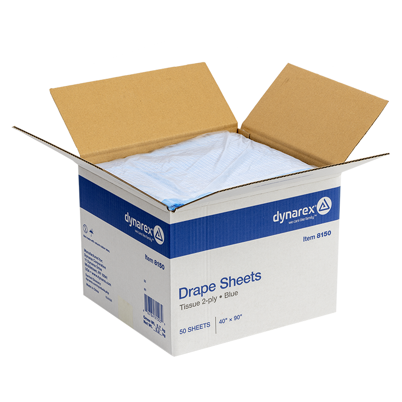 Dynarex Drape Sheets Blue 40"x90", 2-Ply Tissue