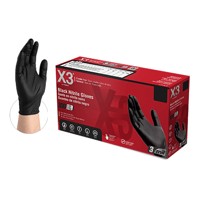 X3 Black Nitrile PF Ind Gloves