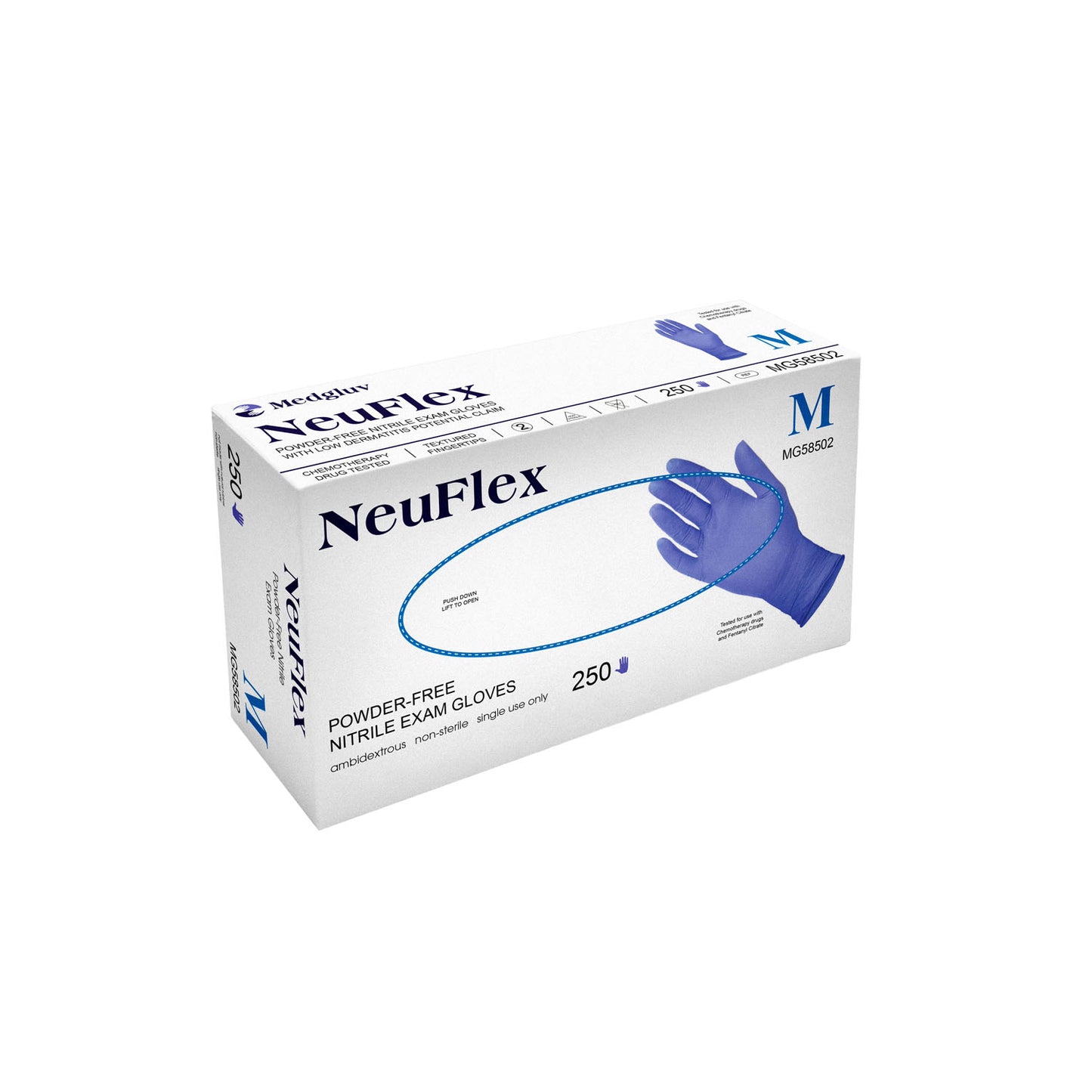 MEDGLUV NEUFLEX NITRILE EXAM GLOVE MEDIUM
