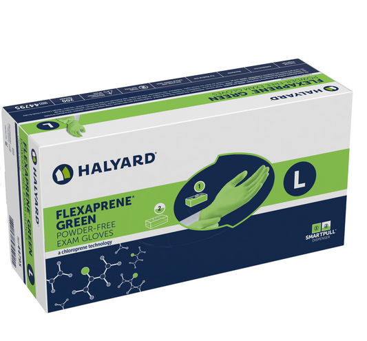 Halyard Flexaprene Green Gloves, Large, Case of 2000