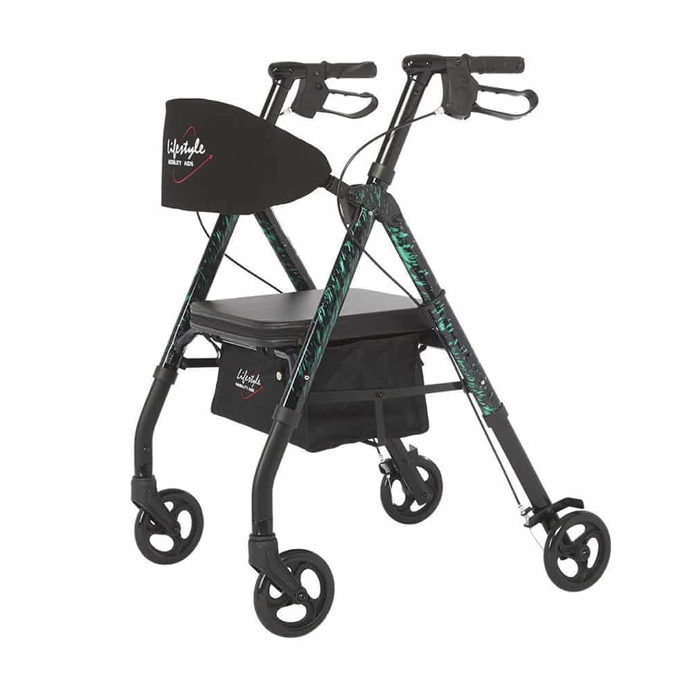 Rhythm Healthcare Royal Deluxe Aluminum 4 Wheel Rollator with Universal Height Adjustment, Various Colors