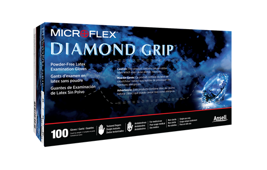 Ansell Microflex Diamond Grip Latex Exam Gloves, Case of 1000